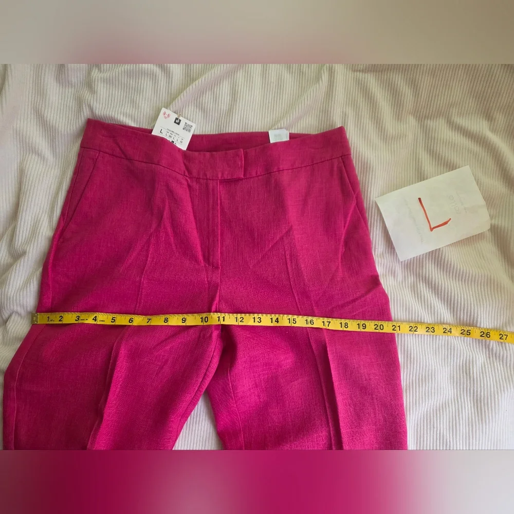 Zara High-waisted Slim Linen Pants Fuschia ZW COllection Bnwt